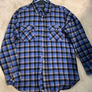 Mens Large Tall Flannel Blue and Black